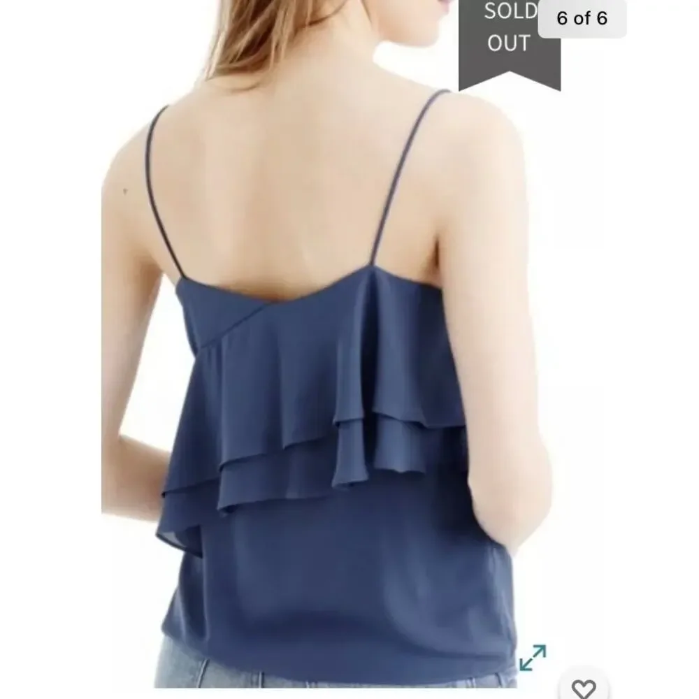 J Crew Ruffle drape Sleeveless top in Shadow Blue 00
